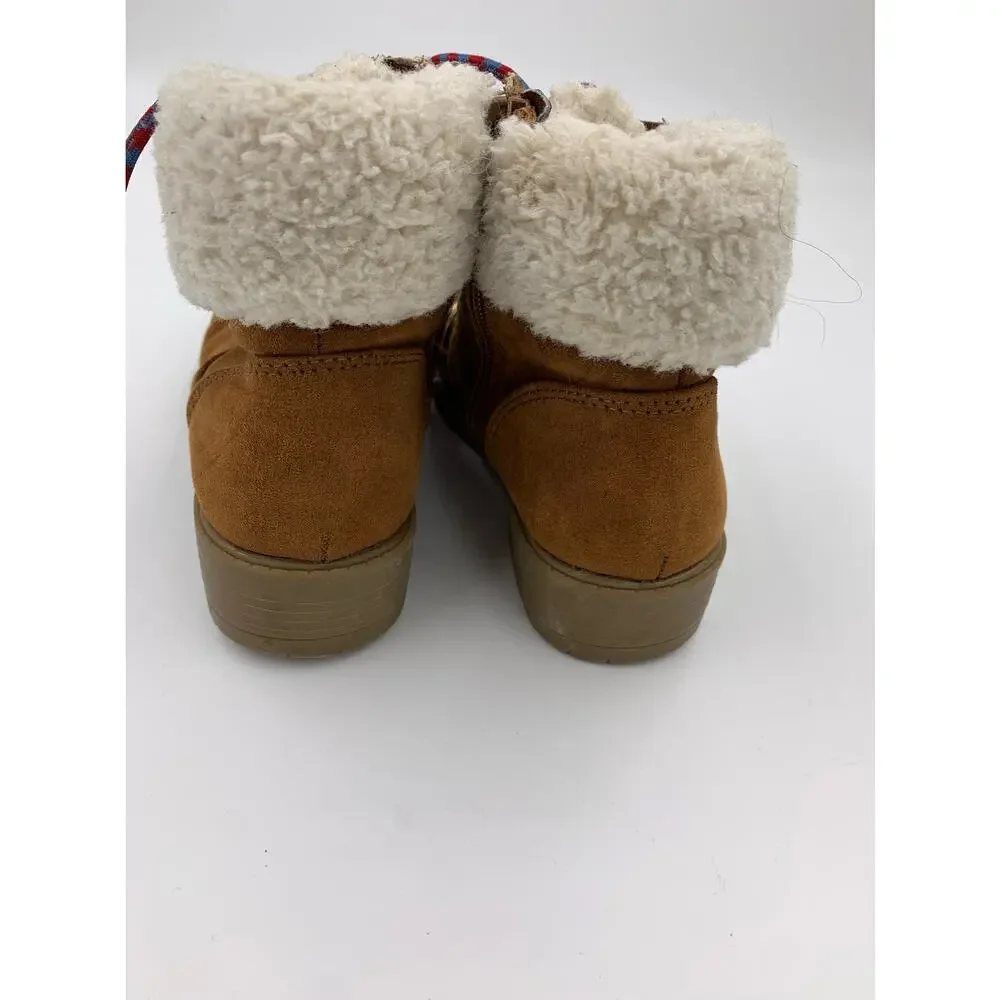 Steve Madden Shearling Cuff Faux Fur Vegan Suede High Top Boots Girls Youth 1